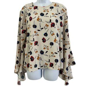 Carmen Marc Valvo Bell Sleeve Bohemian Floral Blouse - Size 14 XL